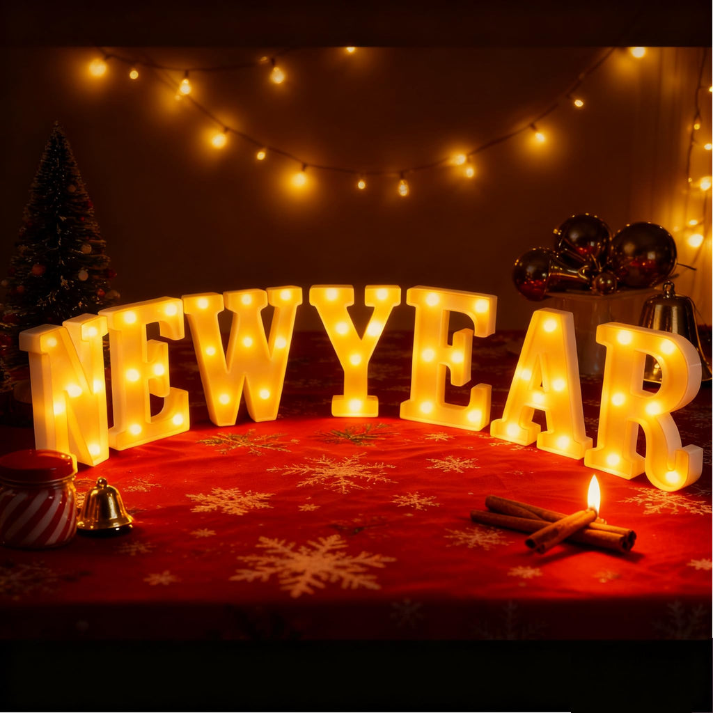 11 Pcs Happy Kwanzaa Large LED Letter Sign LED Lights Battery Powered Table Decorations for Party Favor Light Centerpiece Tabletop Decoration