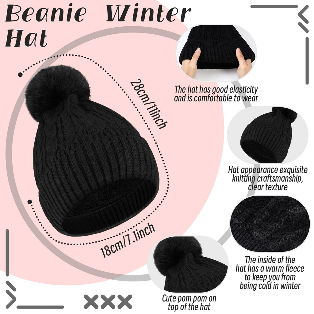 Geyoga 6 Pcs Winter Warm Set for Women Warm Beanies Hats Touchscreen Gloves Long Scarf Ear Muffs Socks Winter Gifts for Women