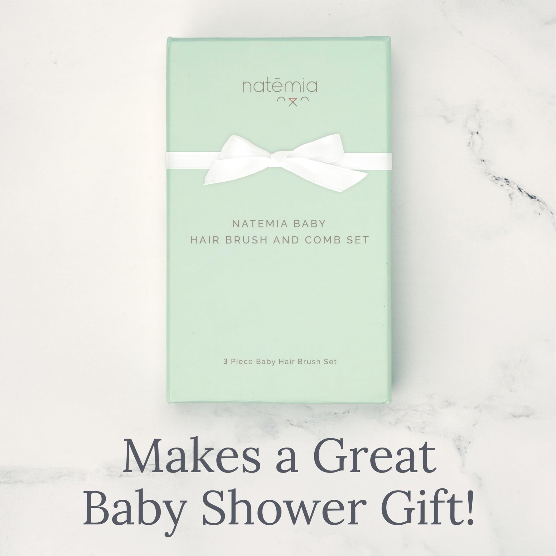 Natemia Wooden Baby Hair Brush & Comb Set - Pack of 3, Oval - Natural Goat Hair Bristles & Soft Bristle Brush - Gentle Scalp Massage & Cradle Cap Comb - For Newborns & Toddlers, Baby Grooming Kit