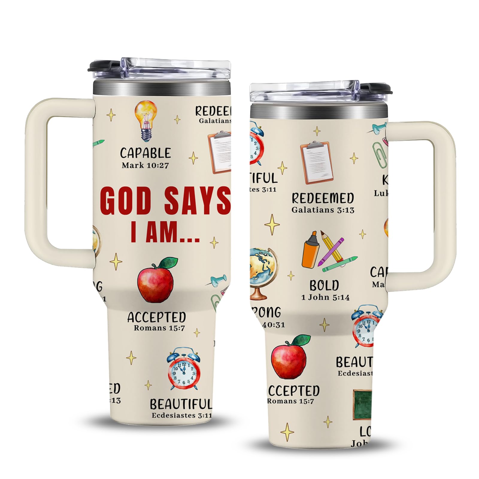 Christian Gifts for Women, 40 oz I Can Do All Things Christ Tumbler With Handle, Inspirational Religious Birthday Gifts for Faith Cup, Christian Jesus God Bible Verse Pastor Prayer Gift for Christmas