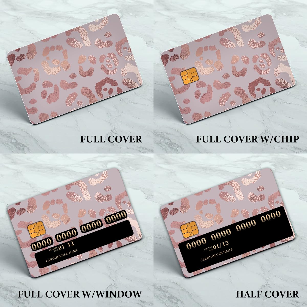 Credit Card Skin, Cute Debit Card Skin Sticker, 4Pcs Stylish Slim Anti-Wrinkling Removable Credit Card Sticker for Transportation, Key Light Pink Leopard