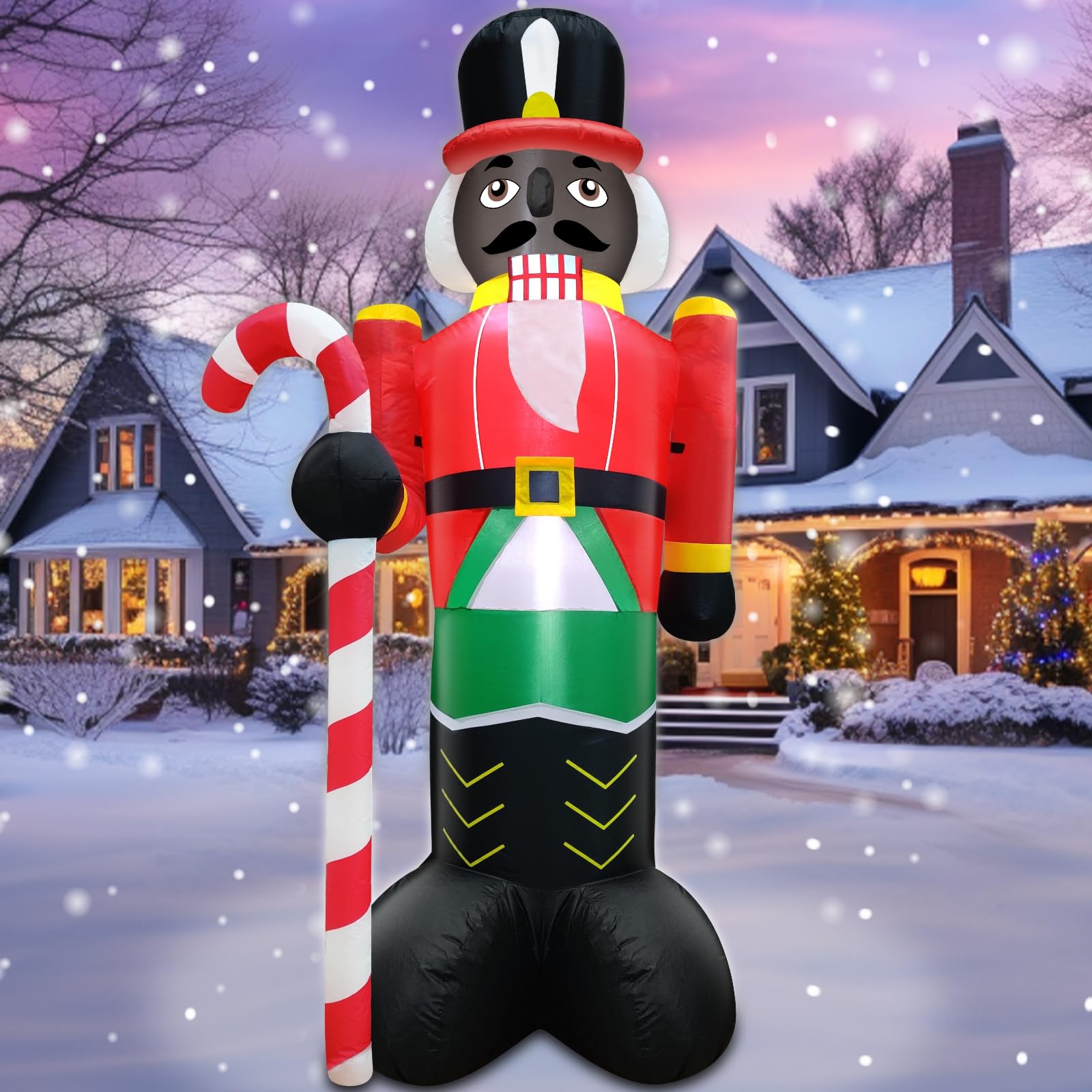 TURNMEON 6Ft Black Santa Claus Inflatables Christmas Decorations Outdoor African American Hold Gift Box LED Lights Blow Up Yard Decorations for Holiday Xmas Decor Outside Lawn Yard Garden Party