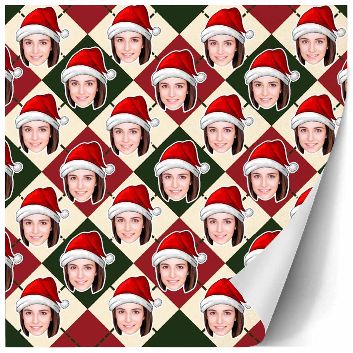 InterestPrint Custom Photo Wrapping Paper Merry Christmas with Christmas hat Wrapping Paper Custom Name Gift Wrap Roll Perfect for Birthdays 58"x 23"