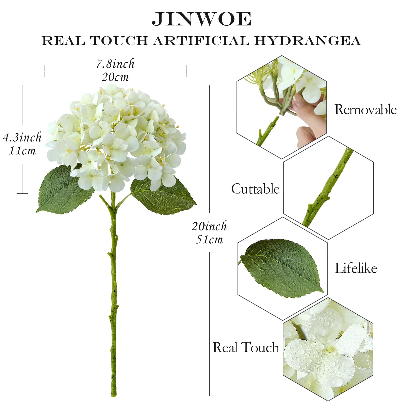 Light Blue Hydrangea Artificial Flowers,4Pcs 20" Real Touch Lifelike Silk Artificial Hydrangeas, Full Fake Flowers for Bouquet Table Centerpieces Spring Wedding Indoor Home