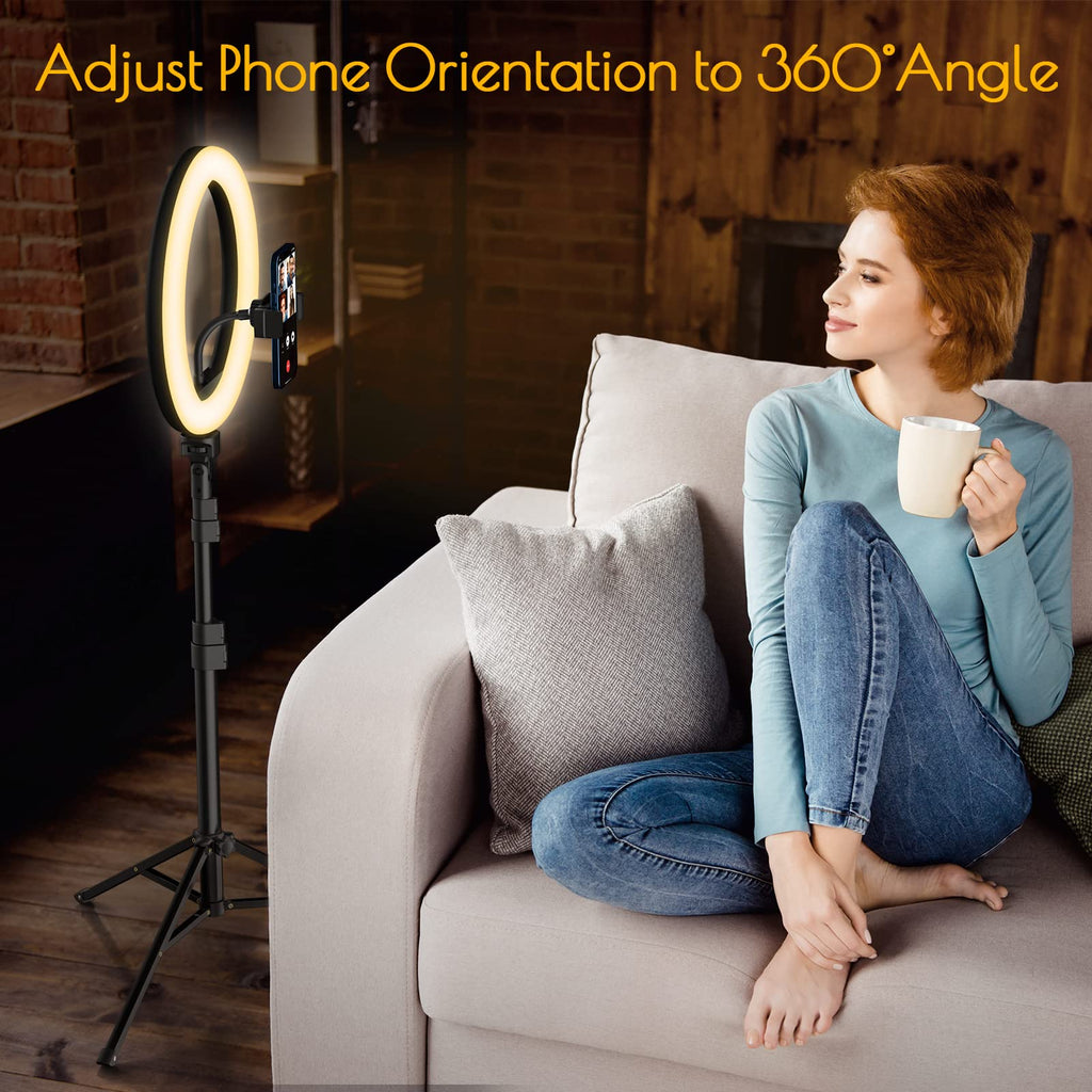 Weilisi 10" Ring Light with Stand 72'' Tall & Phone Holder,38 Color Modes Selfie Light with Tripod Stand,Stepless Dimmable/Speed LED Ring Light for iPhone & Android,YouTube, Makeup,TIK Tok