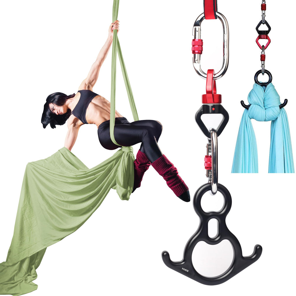 Aerial Silks Set, Premium Ariel Yoga Hammock 9 Yards Aerial Silk, Low-Stretch Fabric, Yoga Starter Kit for Home, Aerial Rig for All Skill Levels - All Hardware Included