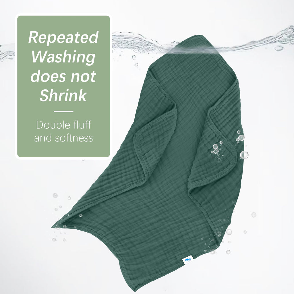 SWEET DOLPHIN Muslin Hooded Baby Bath Towels - 2 Pack 100% Cotton Towel for Babies, Infants, Toddlers - 32x32Inch - Highly Absorbent and Newborn Essential, Light Bean Paste