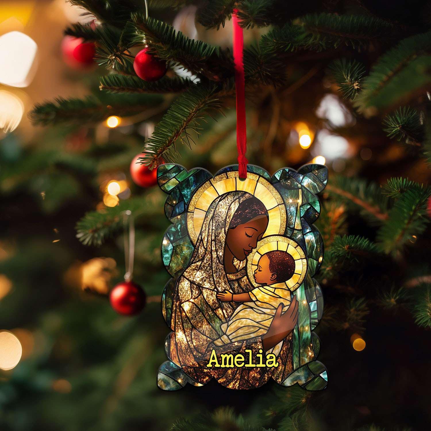 2D Acrylic Christmas Elf Shaped Ornament with Gift Box, Personalized Name Holiday Keepsake, Cute Ornament for Kids Room, Custom Name African-Inspired Decoration, Gifts for Boys