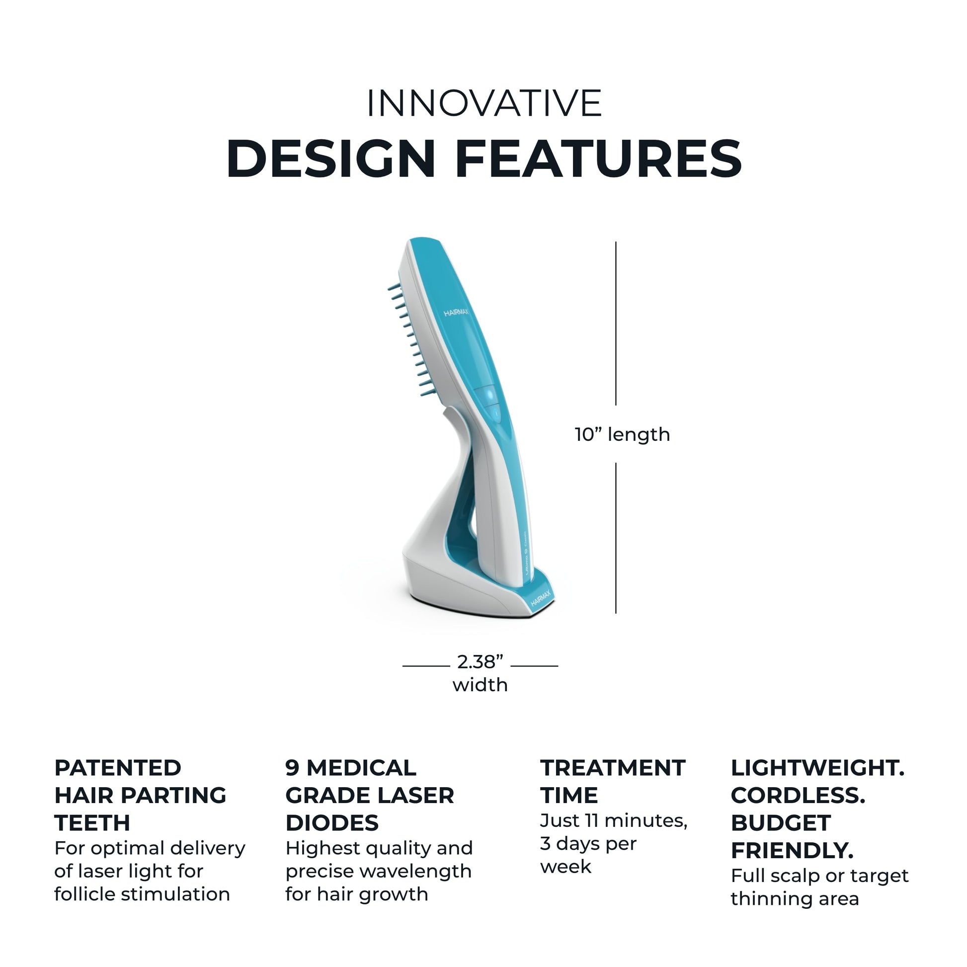 Hairmax Ultima 12 LaserComb - (FDA Cleared) Laser Hair Regrowth Treatment Device for Men & Women - Reverses Thinning Hair Loss - Red Light Therapy to Stimulate Hair Growth - Cordless Design