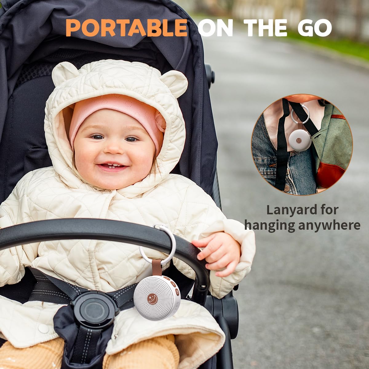 Mini Shushing Sound Machine Portable Baby White Noise Machine Brown Noise Machine 30 Soothing Sounds for Kids Adults Auto-Off Timer 32 Volume Levels Battery Sleep Machine for Home Office Privacy