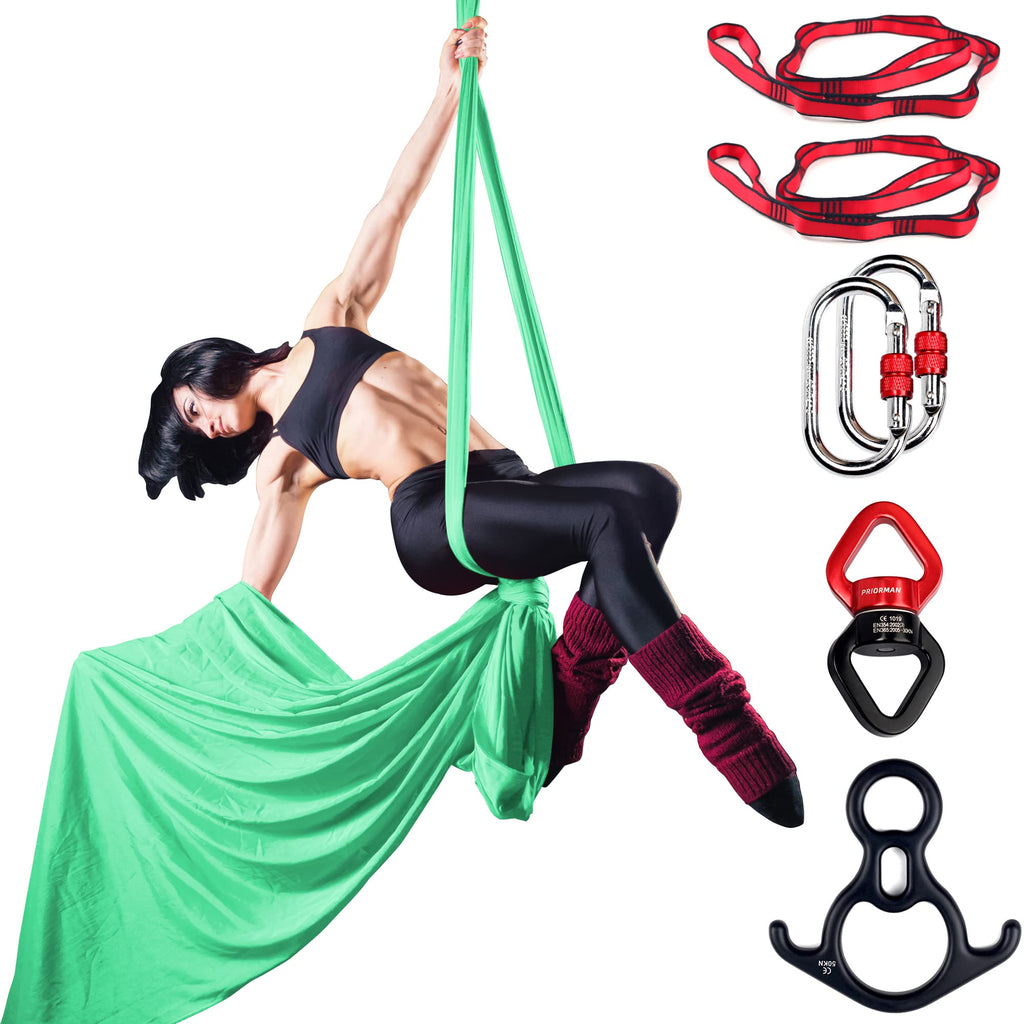 Aerial Silks Set, Premium Ariel Yoga Hammock 9 Yards Aerial Silk, Low-Stretch Fabric, Yoga Starter Kit for Home, Aerial Rig for All Skill Levels - All Hardware Included