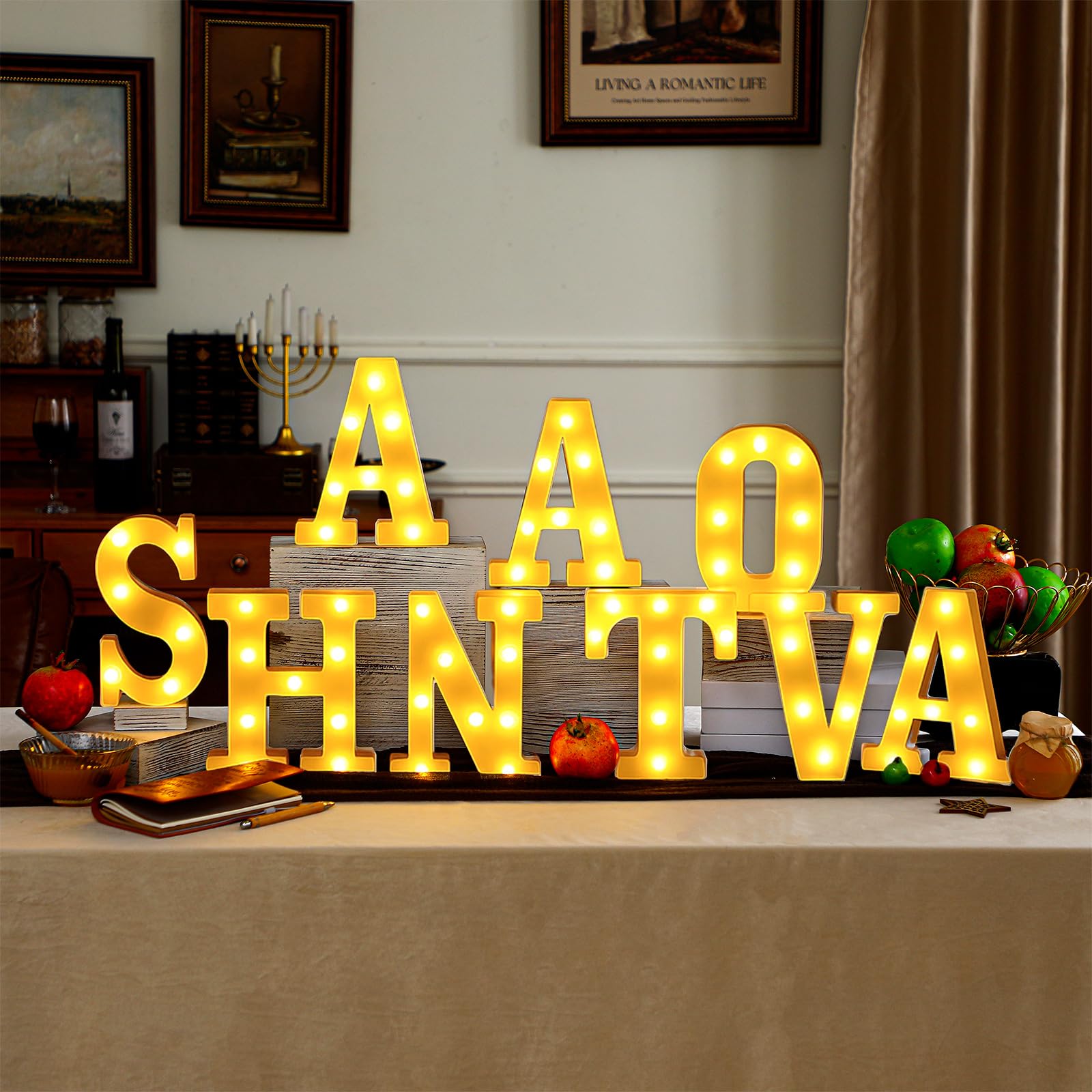 11 Pcs Happy Kwanzaa Large LED Letter Sign LED Lights Battery Powered Table Decorations for Party Favor Light Centerpiece Tabletop Decoration