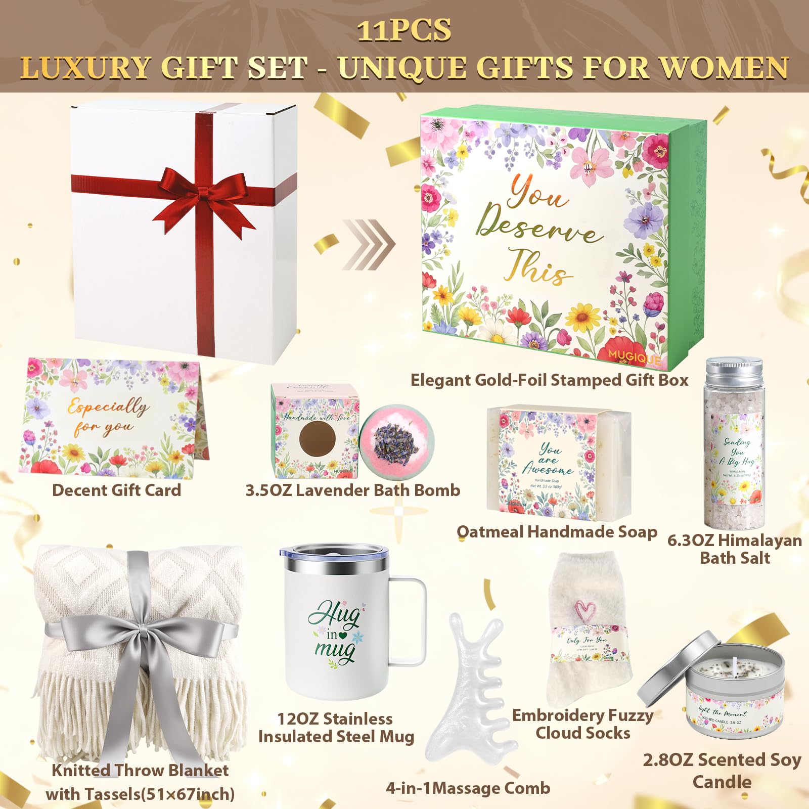 Self Care Gifts for Women Get Well Soon Gift Baskets,Christmas Birthday Gifts for Women Spa Care Package,Thank You Thinking of You Sympathy Gift Box for Mom, Her, Friend, Sister, Wife