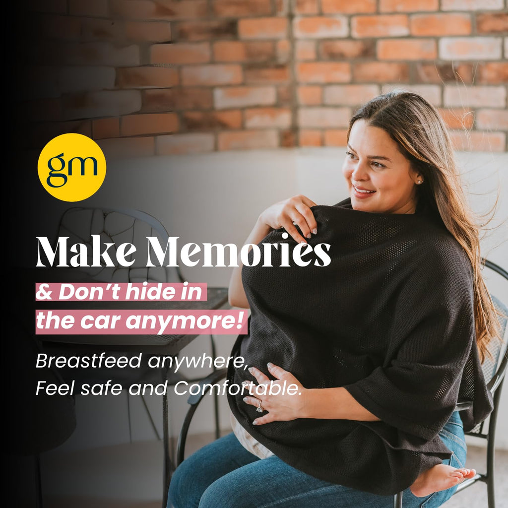 Breathable Nursing Cover Up for Breastfeeding - Privacy Nursing Covers - Newborn Essentials Must Haves - Improved Ponchy by Gold Mamas - Sand