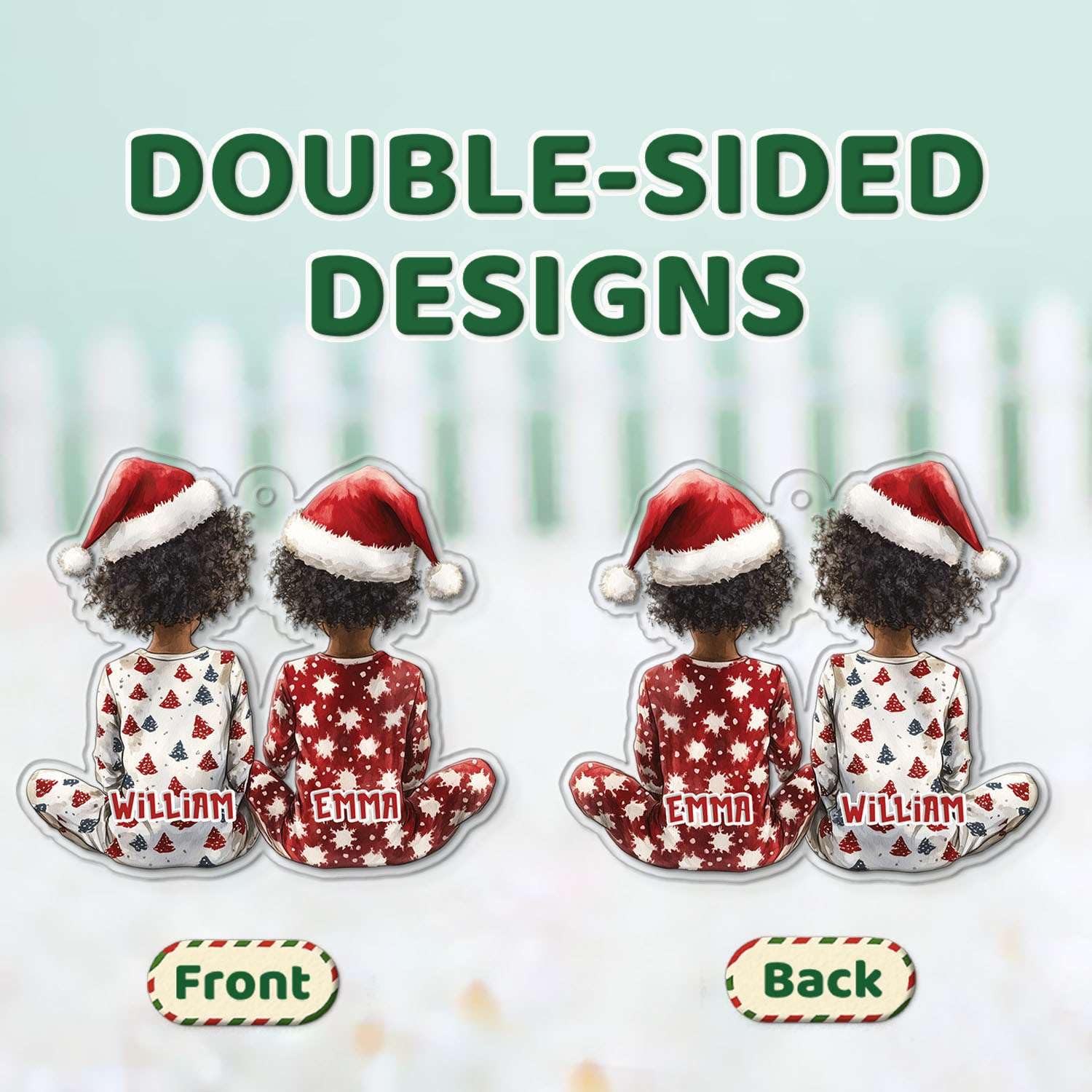 2D Acrylic Christmas Elf Shaped Ornament with Gift Box, Personalized Name Holiday Keepsake, Cute Ornament for Kids Room, Custom Name African-Inspired Decoration, Gifts for Boys