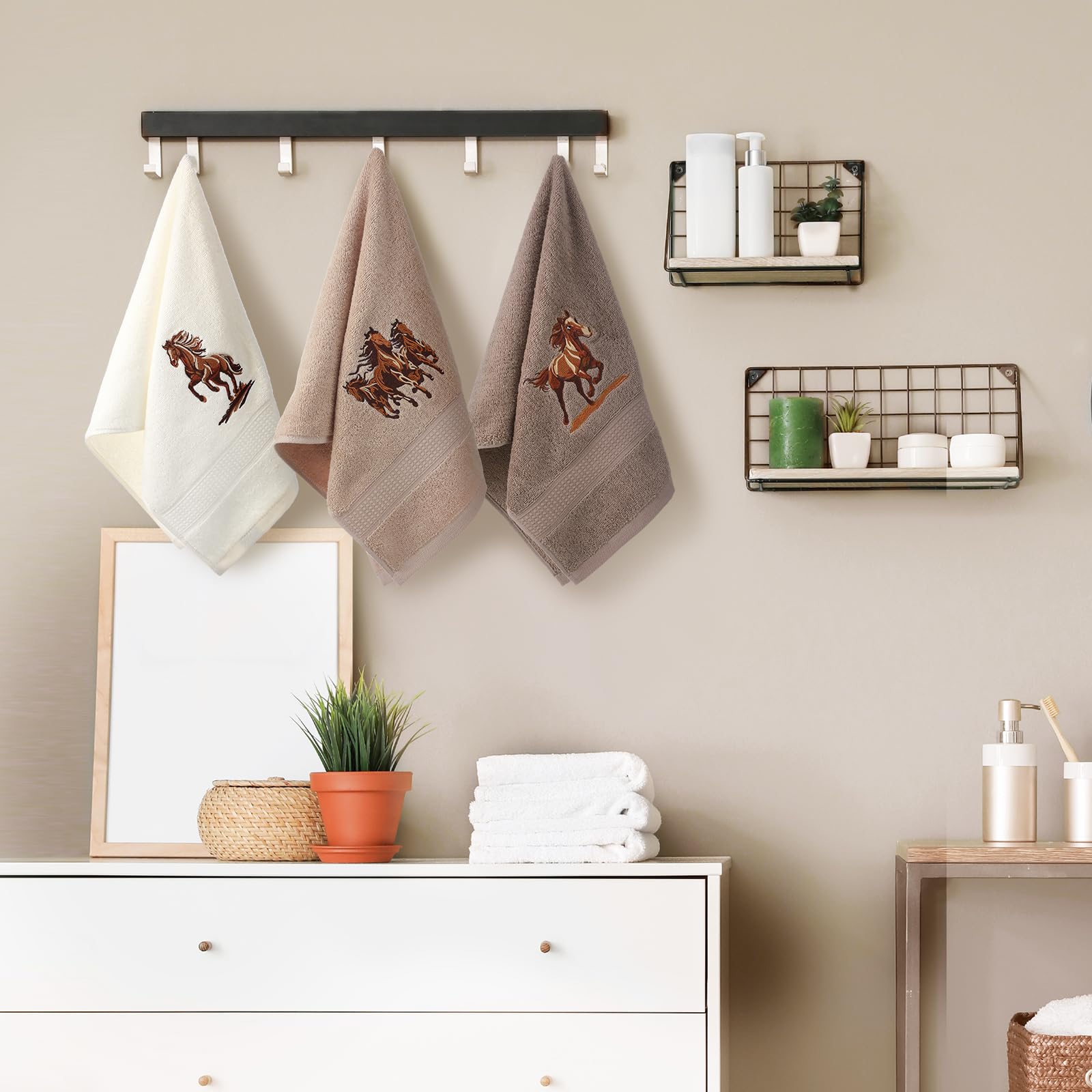 3 Pcs African Woman Hand Towels Black Girl African American Bathroom Home Decor Boho Decorative Farmhouse 100% Cotton Embroidered Towels for Bathroom Kitchen 13. 3 x 29. 5''