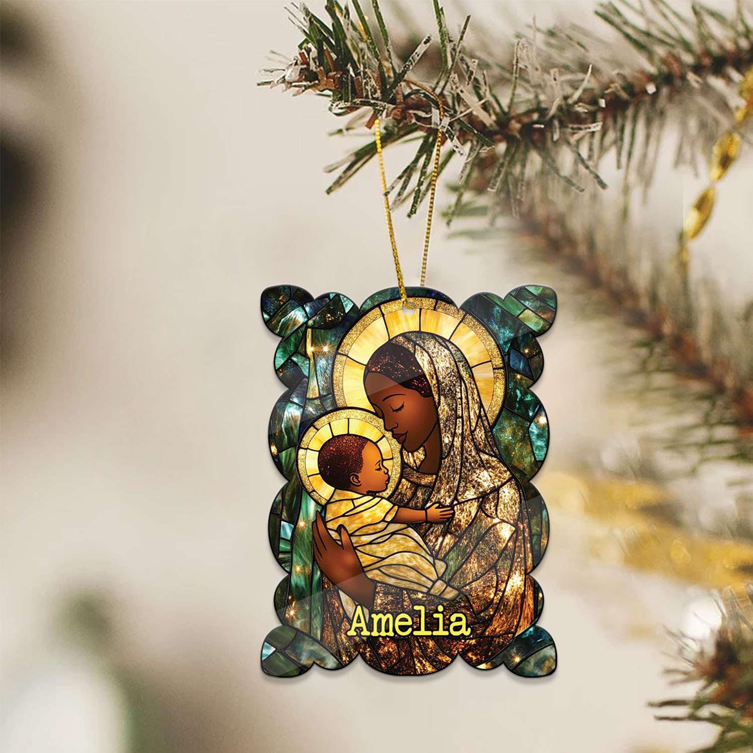 2D Acrylic Christmas Elf Shaped Ornament with Gift Box, Personalized Name Holiday Keepsake, Cute Ornament for Kids Room, Custom Name African-Inspired Decoration, Gifts for Boys