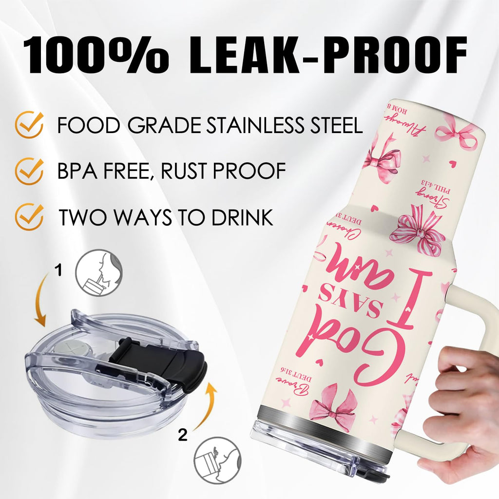 Christian Gifts for Women, 40 oz I Can Do All Things Christ Tumbler With Handle, Inspirational Religious Birthday Gifts for Faith Cup, Christian Jesus God Bible Verse Pastor Prayer Gift for Christmas