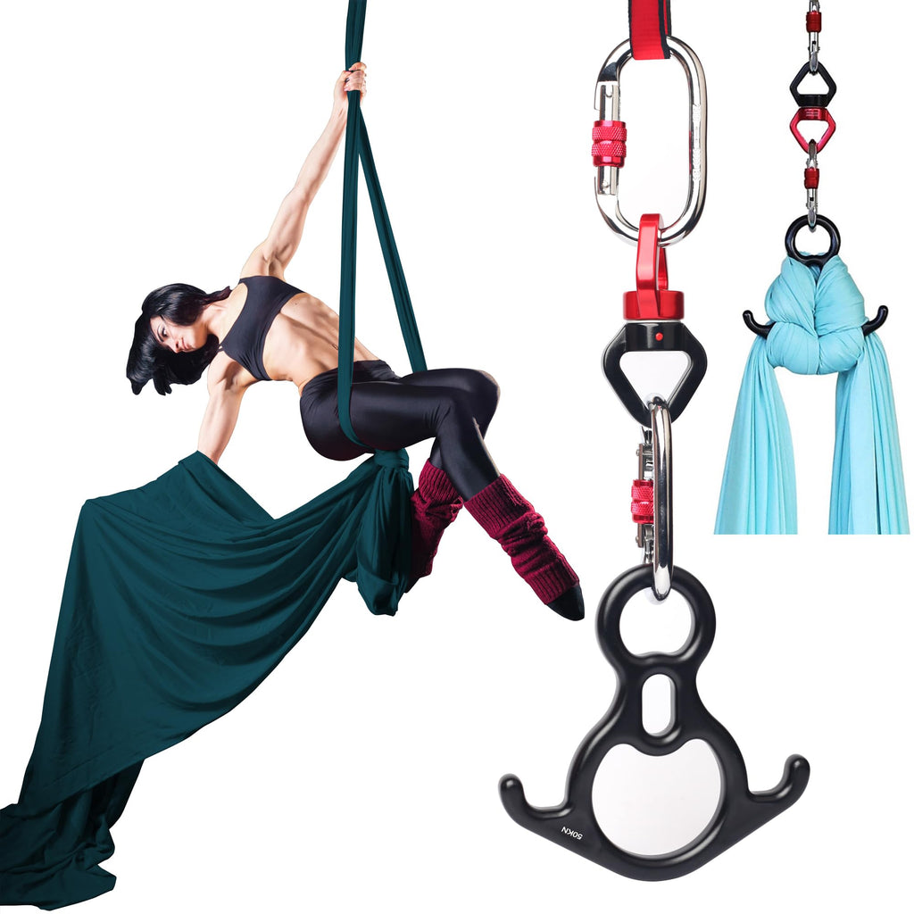 Aerial Silks Set, Premium Ariel Yoga Hammock 9 Yards Aerial Silk, Low-Stretch Fabric, Yoga Starter Kit for Home, Aerial Rig for All Skill Levels - All Hardware Included