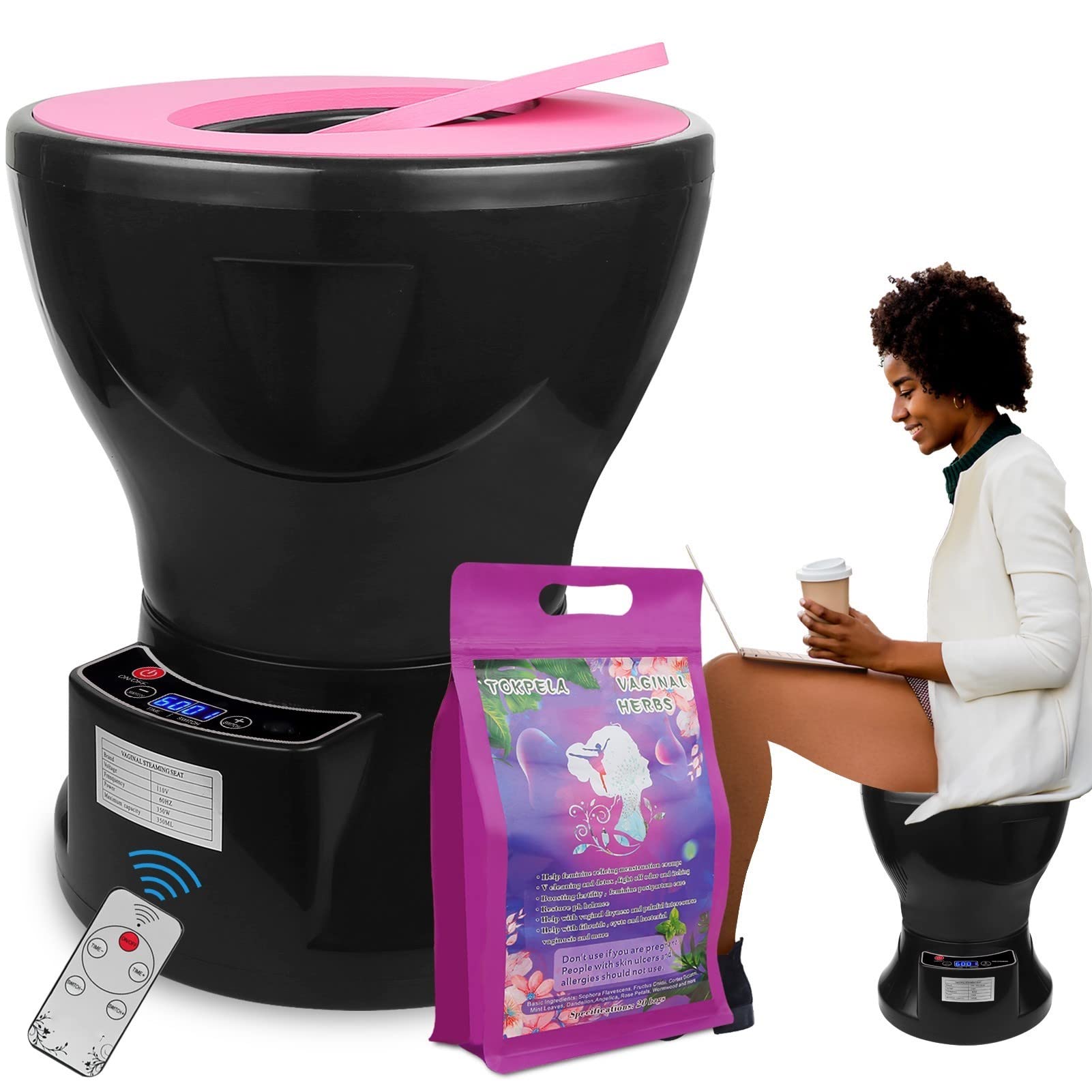 Yoni Steam Pot, Yoni Steam Kit, V Steam at Home Kit with 20 Bags Yoni Herbs, Yoni Seat for Women V Cleaning, Ph Balance, Postpartum Care and more