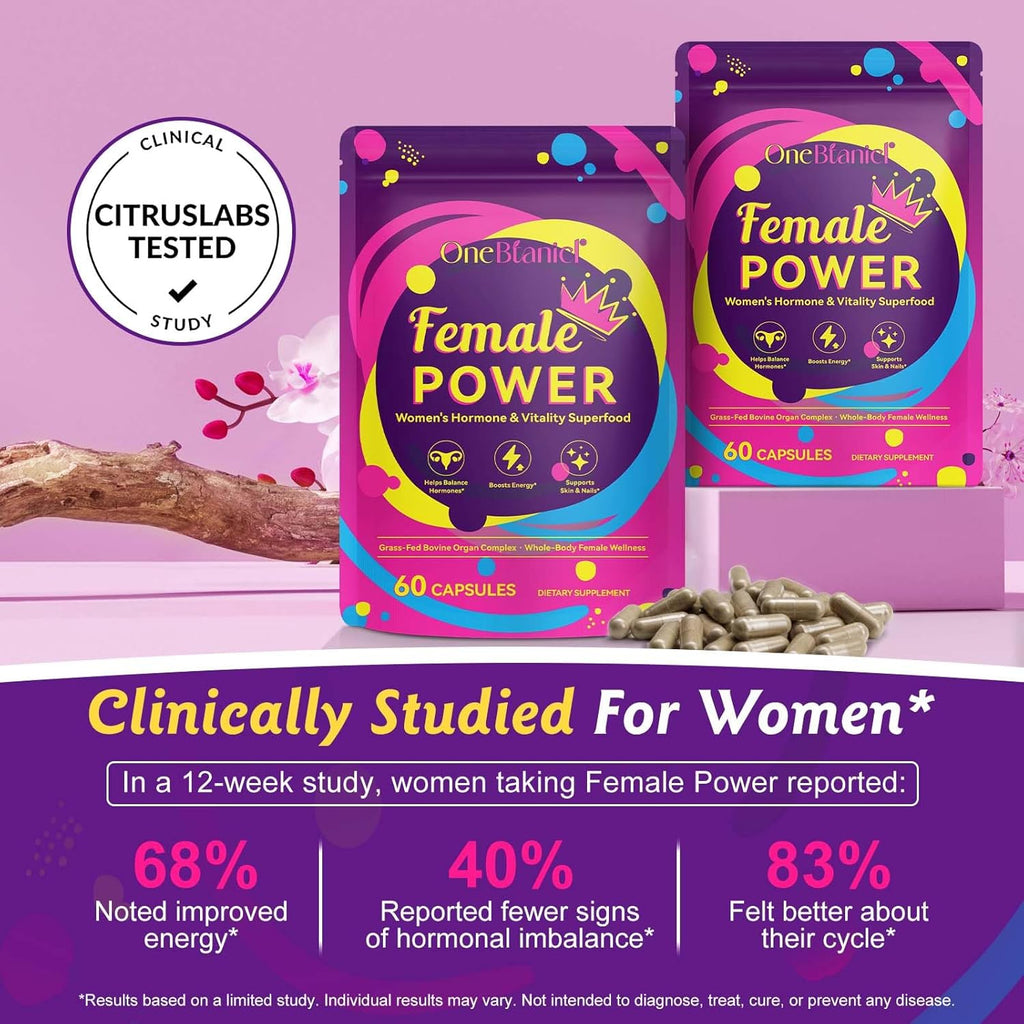 Beef Organ Supplement for Women with Beef Liver, Kidney, Heart and Uterus Tissue, Supports Women's Overall Wellness, Hormone Balance, Energy, Skin Health, 100% Grass Fed, Non-GMO, 60 Capsules