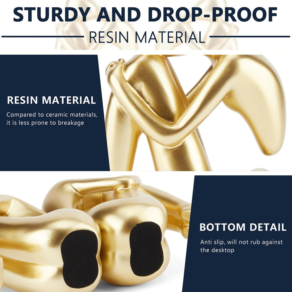 Black Decor Women Statue, Thinker Girl Sculptures, Modern Abstract Art Accents, Black Resin Collectible Figurines for Living Room Bedroom Bookshelf Coffe Table, Resin, 1Piece