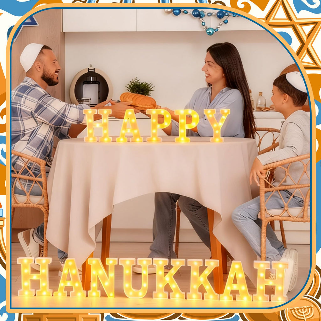 11 Pcs Happy Kwanzaa Large LED Letter Sign LED Lights Battery Powered Table Decorations for Party Favor Light Centerpiece Tabletop Decoration