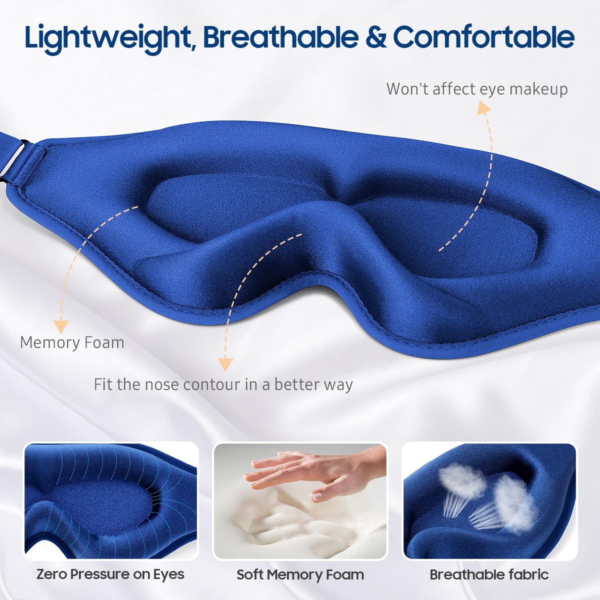 Sleep Mask, Premium Eye Mask for Sleeping, Total Blackout, Super Soft Comfort, Adjustable Fit, Upgraded 3D Ergonomic Designed Sleeping Mask for Home, Office, Travel, Meditation, Yoga, Pink