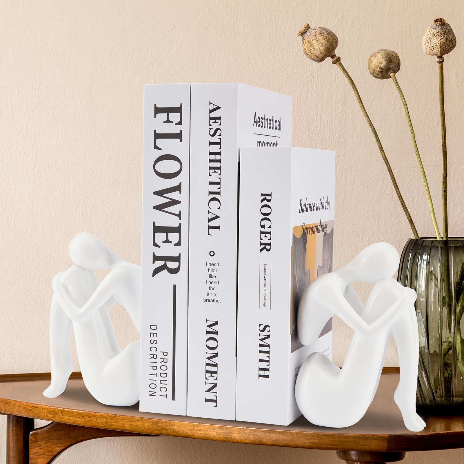 Black Decor Women Statue, Thinker Girl Sculptures, Modern Abstract Art Accents, Black Resin Collectible Figurines for Living Room Bedroom Bookshelf Coffe Table, Resin, 1Piece