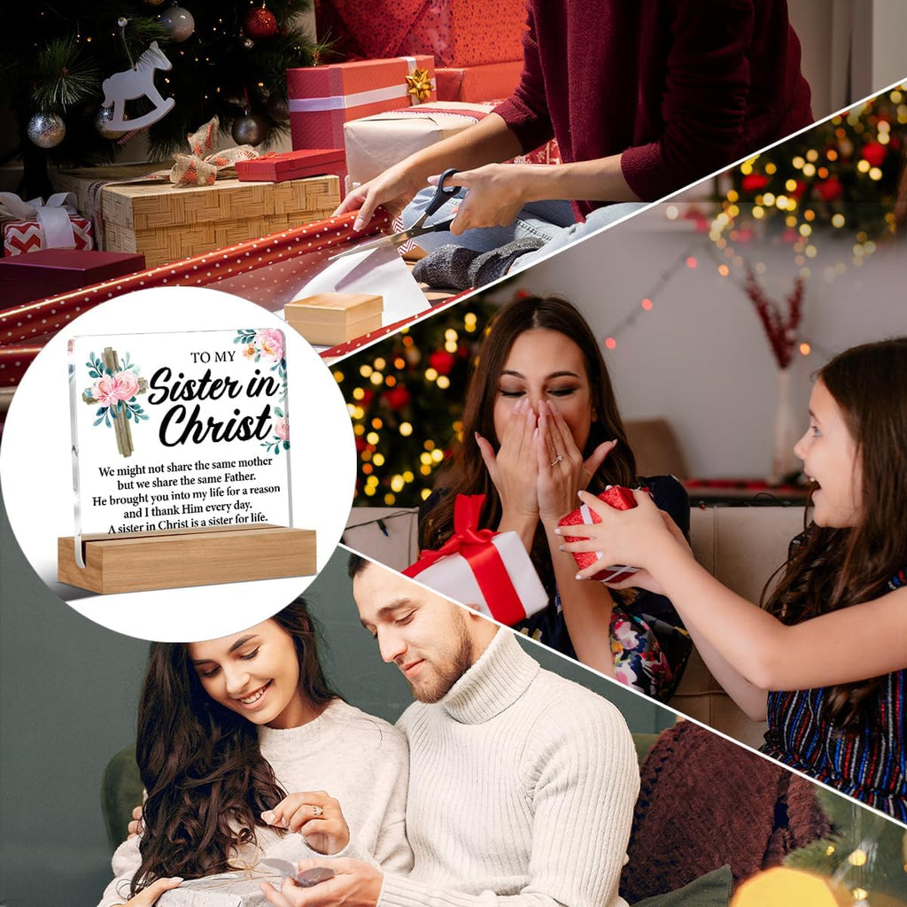 Christian Sister Gift - Sister in Christ Gifts - Christian Gift for Sister - Clear Desk Decorative Sign Home Decor Inspirational Gifts for Women