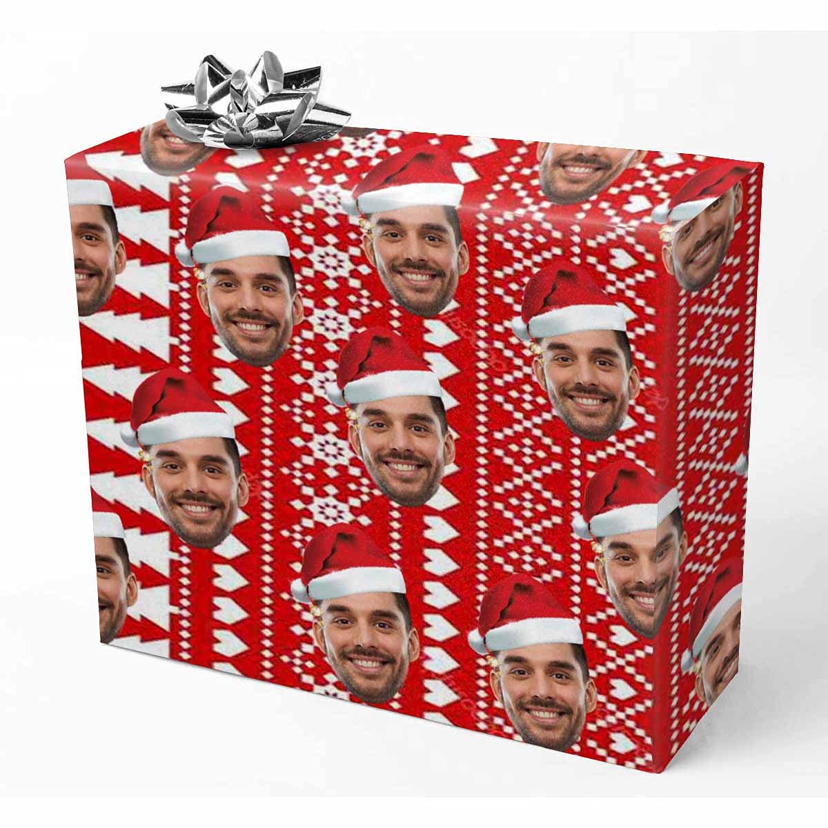 InterestPrint Custom Photo Wrapping Paper Merry Christmas with Christmas hat Wrapping Paper Custom Name Gift Wrap Roll Perfect for Birthdays 58"x 23"