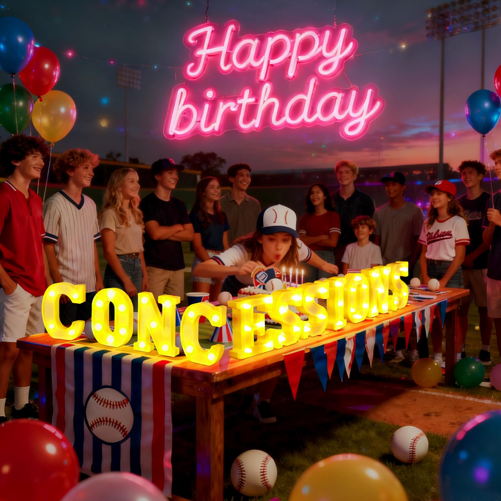 11 Pcs Happy Kwanzaa Large LED Letter Sign LED Lights Battery Powered Table Decorations for Party Favor Light Centerpiece Tabletop Decoration