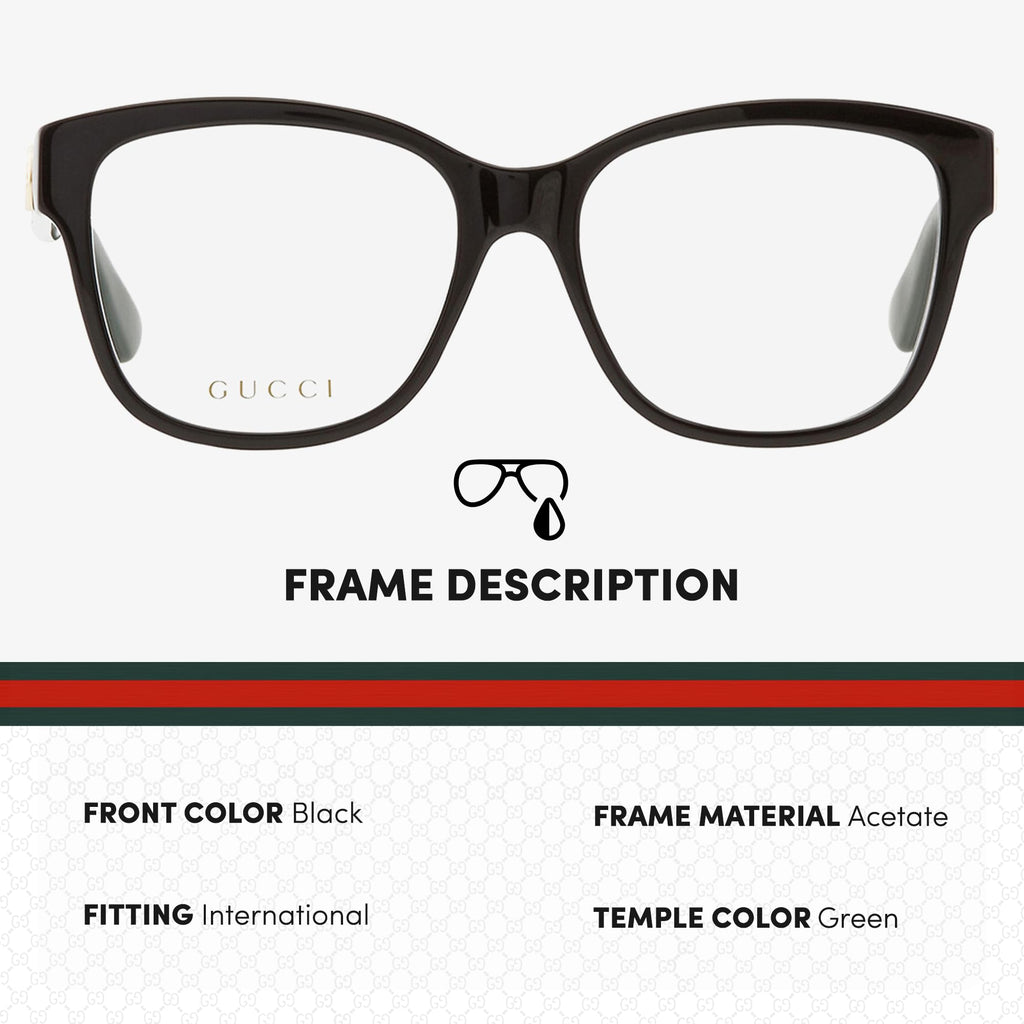 Gucci GG0038ON Square Shape Eyeglasses + Bundle with eSHADES Luxury Eyewear Kit