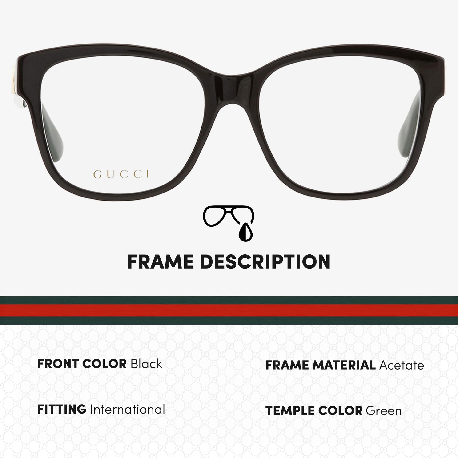 Gucci GG0038ON Square Shape Eyeglasses + Bundle with eSHADES Luxury Eyewear Kit