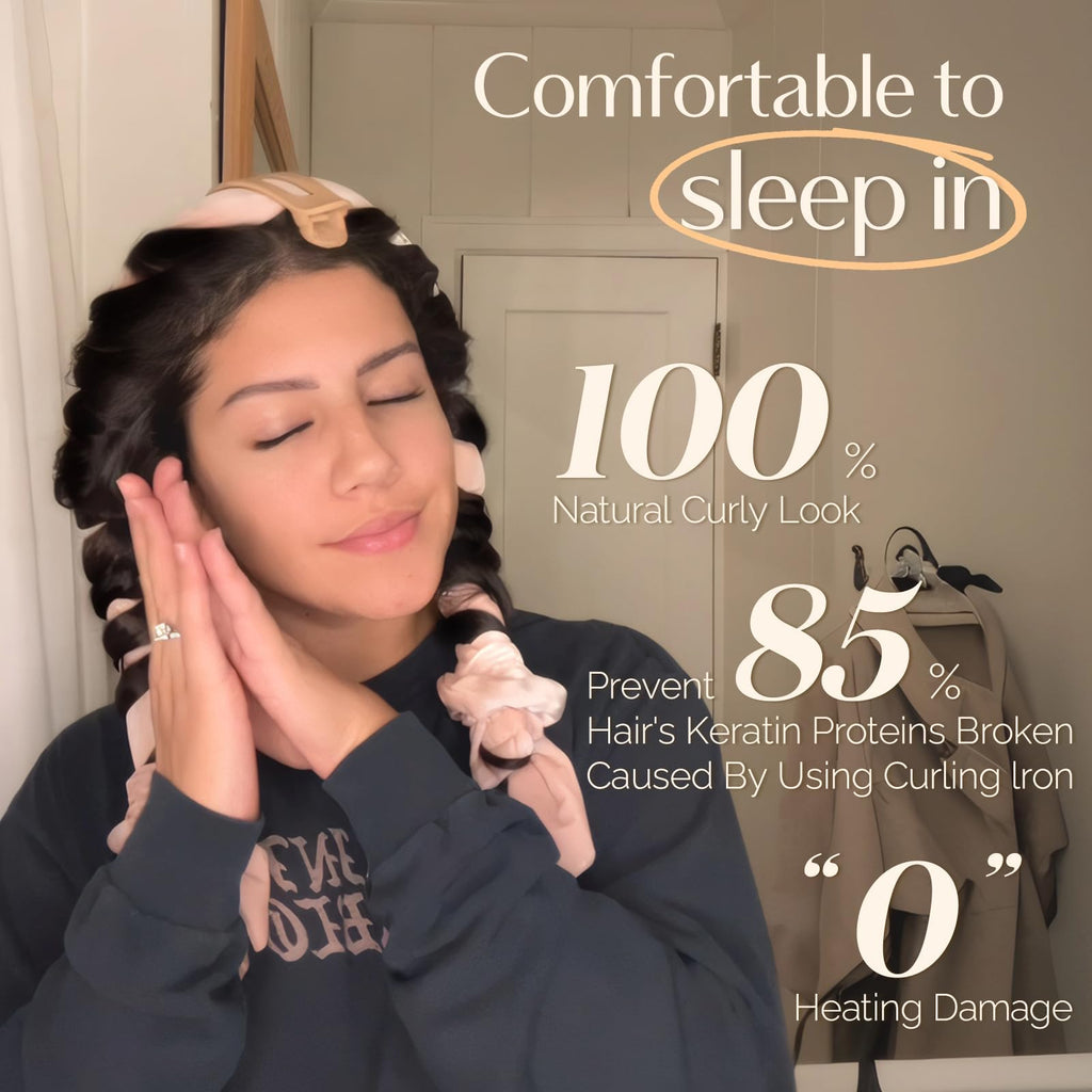 Yanibest Heatless Hair Curler, No Heat Hair Curlers to Sleep in, Super Soft Ribbon Wrap for Long Hair, Overnight Heatless Curling Set with Scrunchies and Clip, for All Hair types