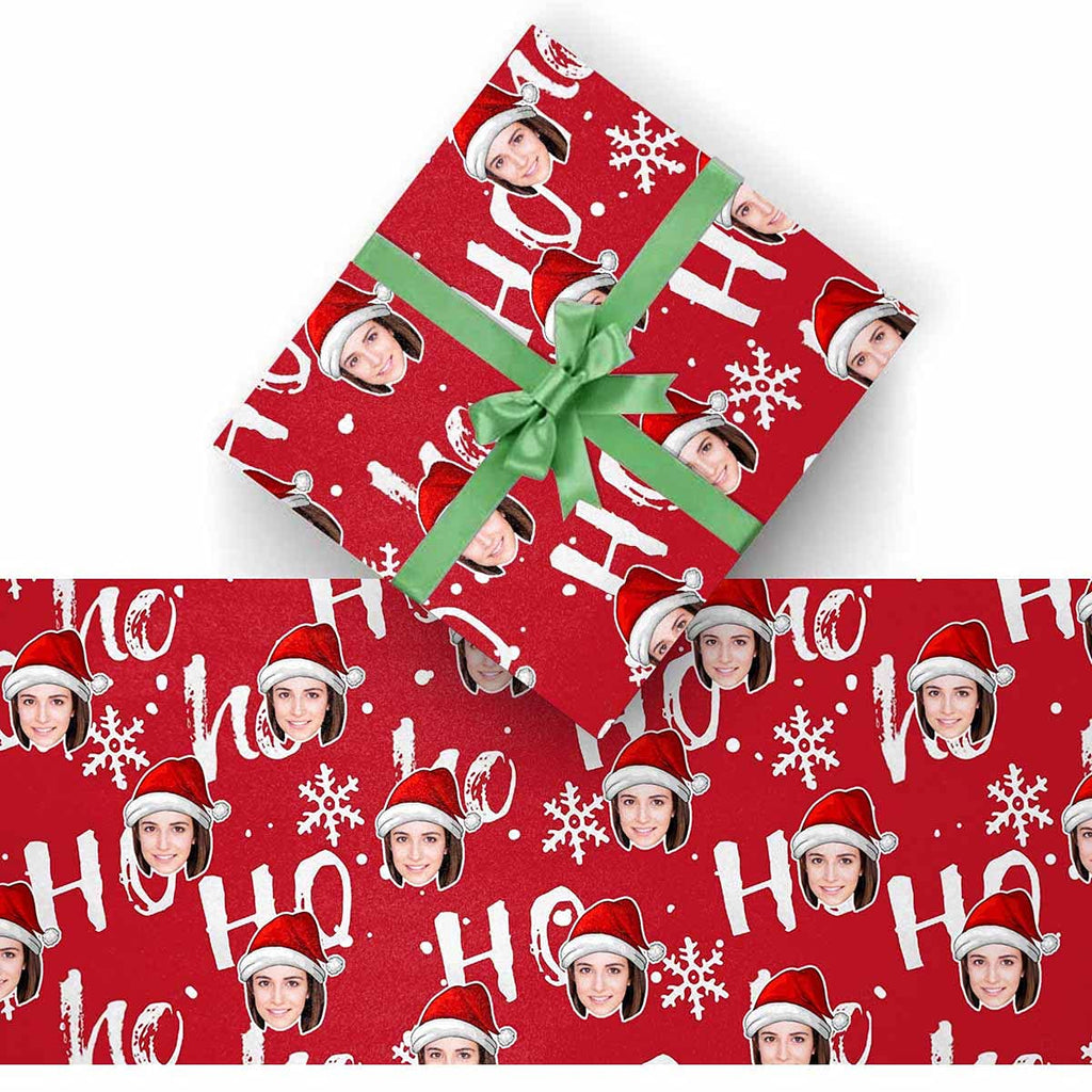 InterestPrint Custom Photo Wrapping Paper Merry Christmas with Christmas hat Wrapping Paper Custom Name Gift Wrap Roll Perfect for Birthdays 58"x 23"