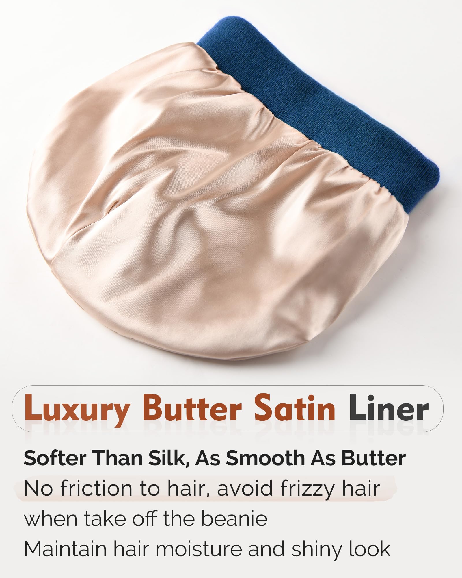 YANIBEST Satin Lined Beanie for Women Reduce Frizz Winter Hats for Women Men Silk Lining Soft Slouchy Warm Cuffed Less Static