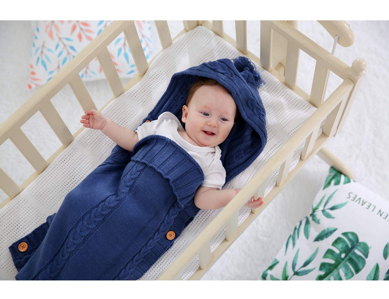 XMWEALTHY Newborn Baby Wrap Swaddle Blanket Knit Sleeping Bag Sleep Sack Stroller Wrap for Baby(Beige) (0-6 Month)
