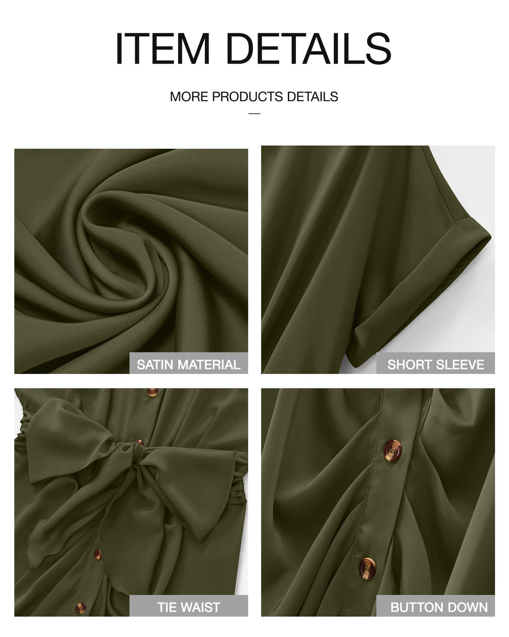 BTFBM Women Button Down Ruched Shirt Dresses Satin Short Sleeve Lapel V Neck Summer Maxi Dress 2025 Party Wedding Guest