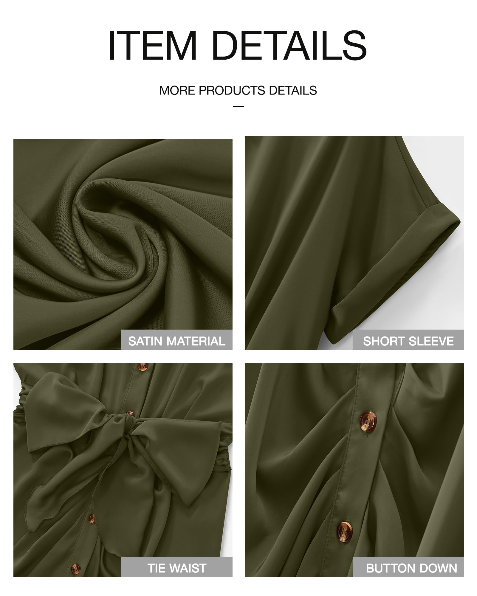 BTFBM Women Button Down Ruched Shirt Dresses Satin Short Sleeve Lapel V Neck Summer Maxi Dress 2025 Party Wedding Guest