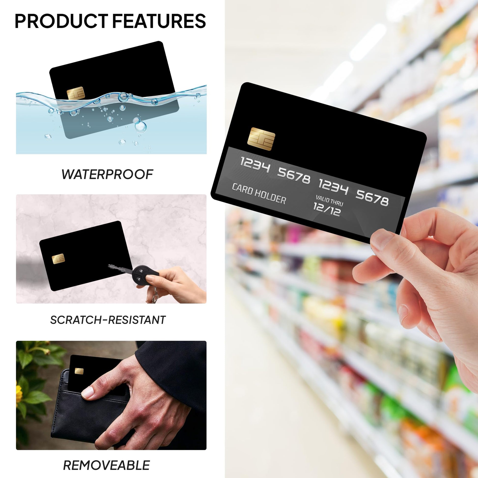 8Pcs Credit Card Skin Sticker, Funny Debit Card Skin Sticker Cover, Durable Vinyl Stickers for Debit Credit Cards, Cute Waterproof Skins Cover for Bank, EBT, Key, Transportation, ID (Poker)