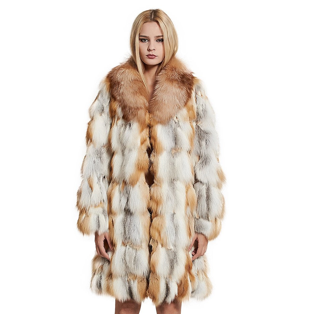 Fur Story Women's Genuine Fox Fur Coat Thick Warm Fur Jacket Winter coat