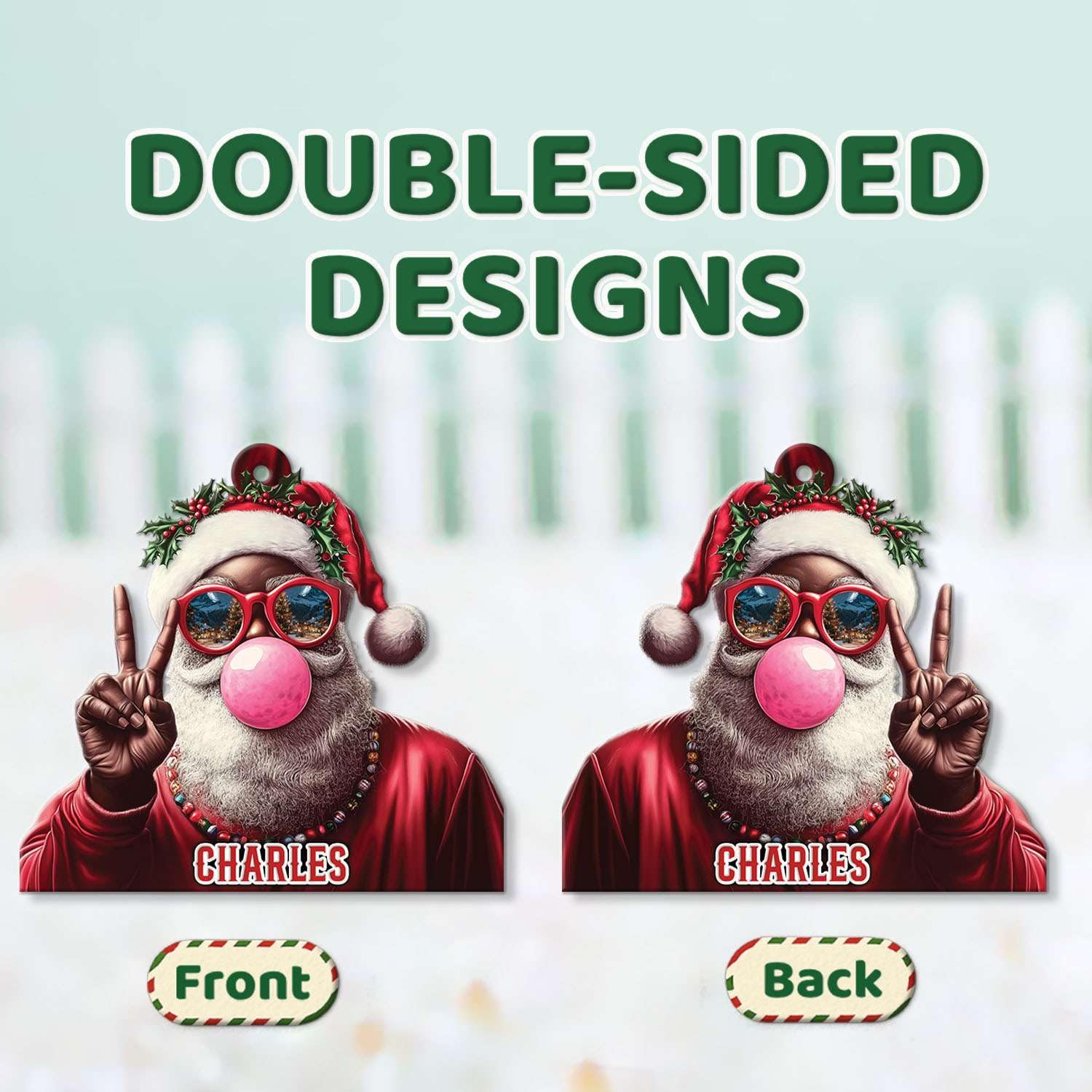 2D Acrylic Christmas Elf Shaped Ornament with Gift Box, Personalized Name Holiday Keepsake, Cute Ornament for Kids Room, Custom Name African-Inspired Decoration, Gifts for Boys