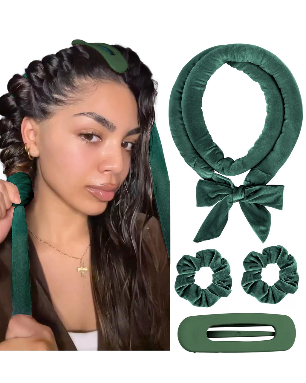 Yanibest Heatless Hair Curler, No Heat Hair Curlers to Sleep in, Super Soft Ribbon Wrap for Long Hair, Overnight Heatless Curling Set with Scrunchies and Clip, for All Hair types