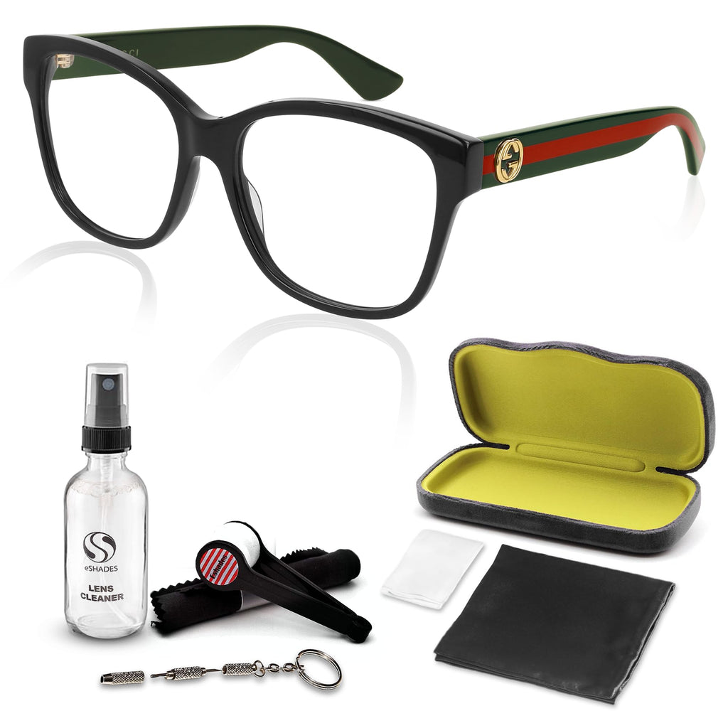 Gucci GG0038ON Square Shape Eyeglasses + Bundle with eSHADES Luxury Eyewear Kit