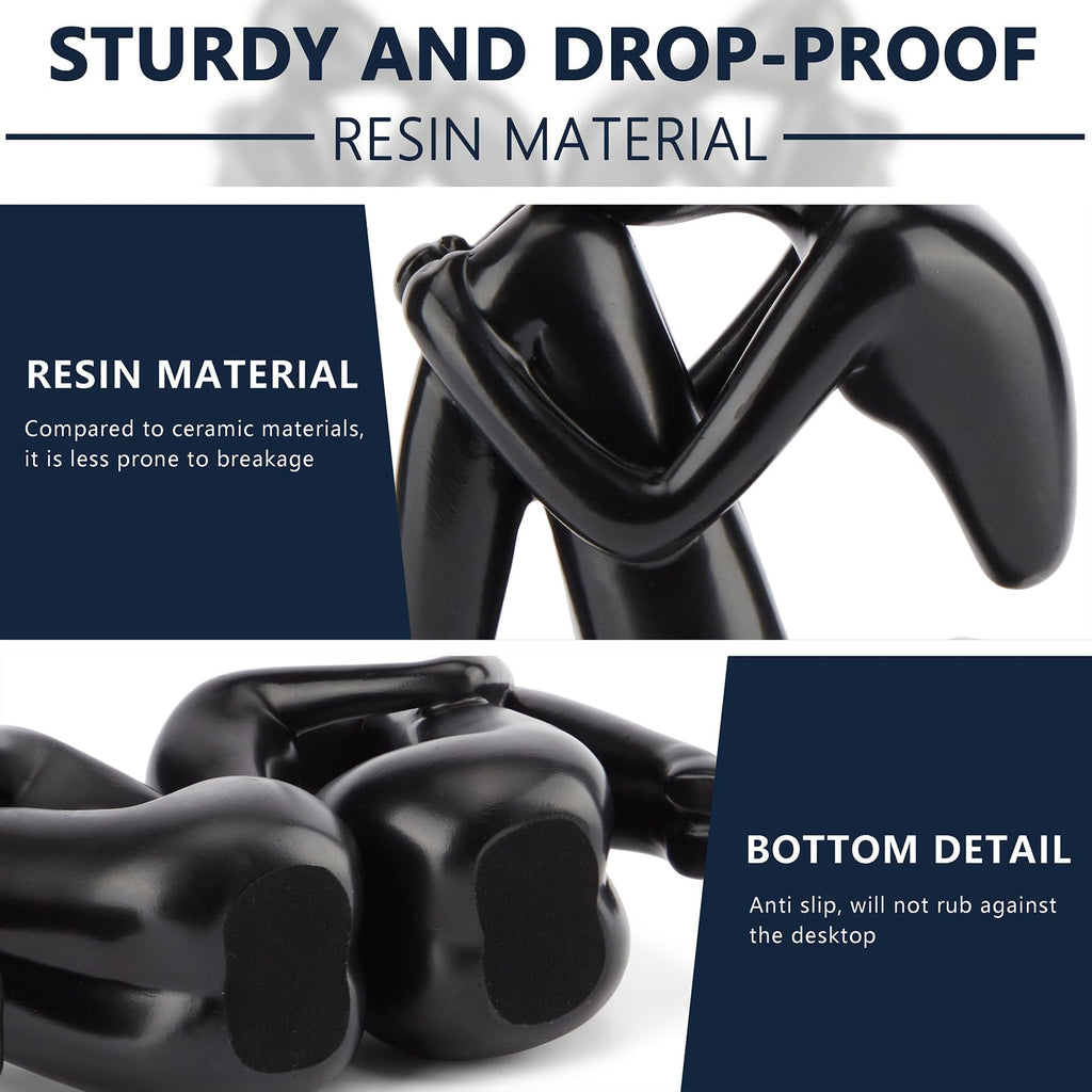 Black Decor Women Statue, Thinker Girl Sculptures, Modern Abstract Art Accents, Black Resin Collectible Figurines for Living Room Bedroom Bookshelf Coffe Table, Resin, 1Piece