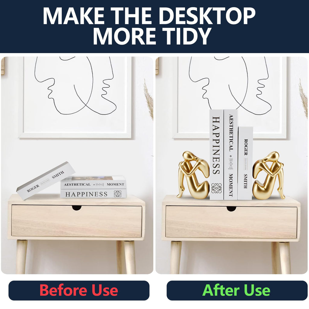 Black Decor Women Statue, Thinker Girl Sculptures, Modern Abstract Art Accents, Black Resin Collectible Figurines for Living Room Bedroom Bookshelf Coffe Table, Resin, 1Piece