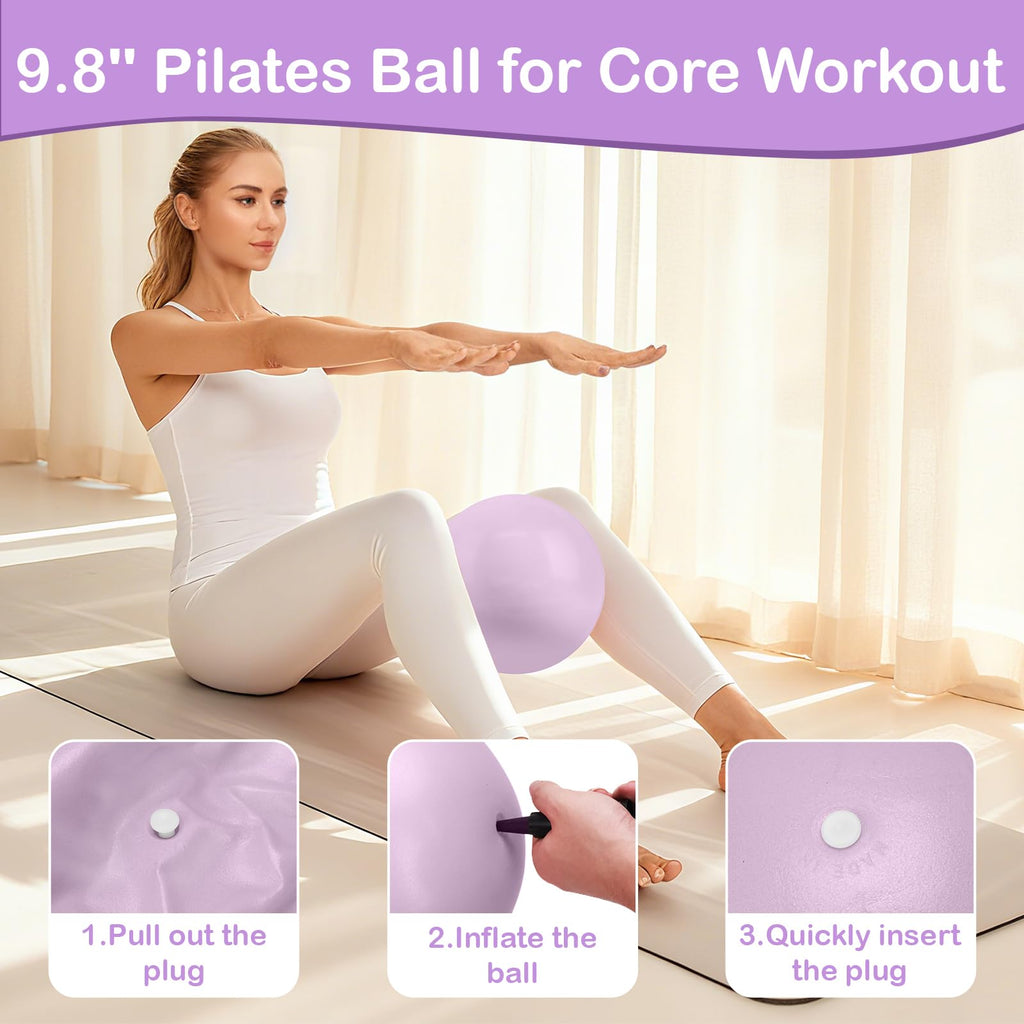 Hoedia 17 PCS Pilates Kit for Women, Pilates Equipment Ring and Ball Set with Resistance Bands, Yoga Strap, Core Sliders, Socks, Bag & Guide for Starter Home Workout Fitness Gym Essentials