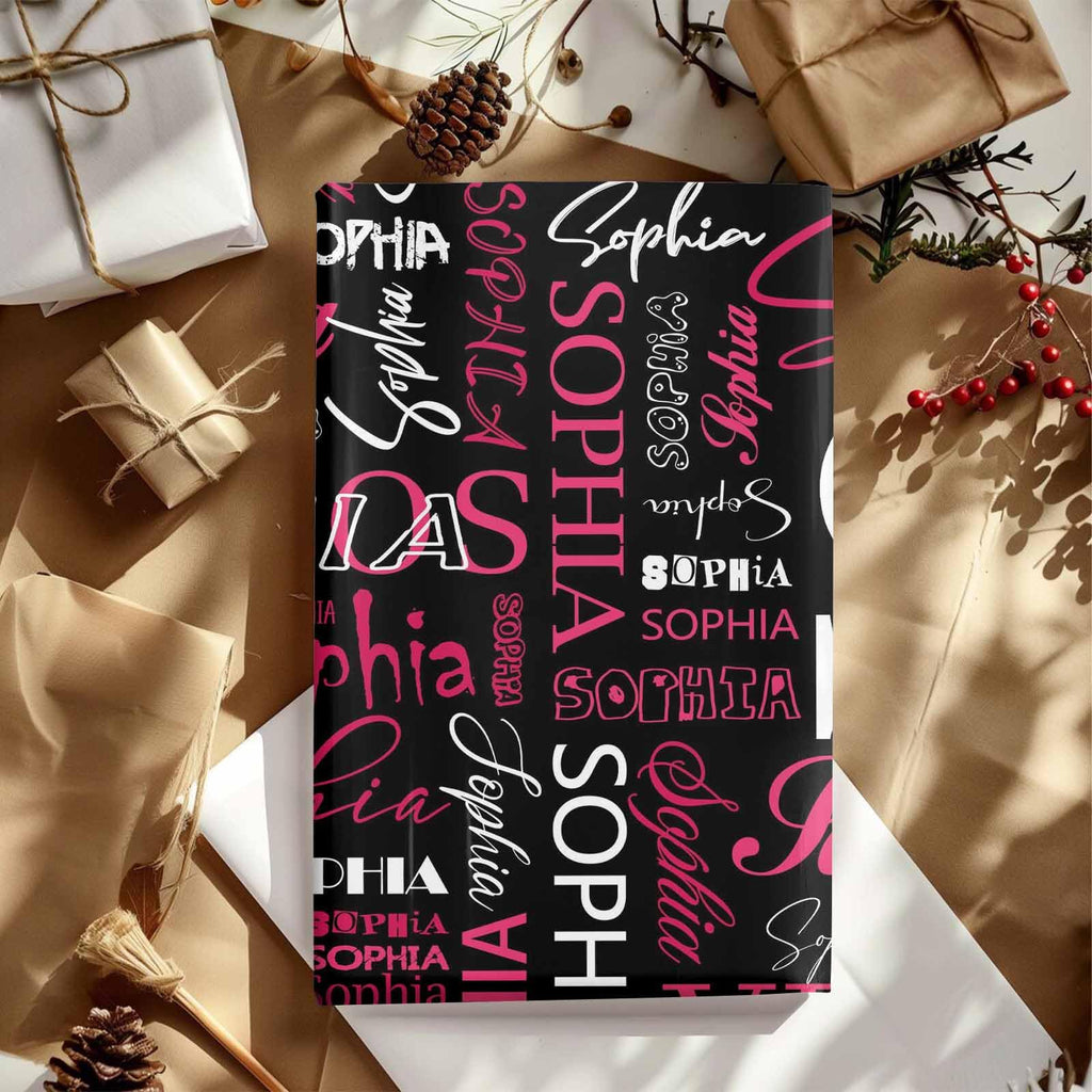 InterestPrint Custom Photo Wrapping Paper Merry Christmas with Christmas hat Wrapping Paper Custom Name Gift Wrap Roll Perfect for Birthdays 58"x 23"