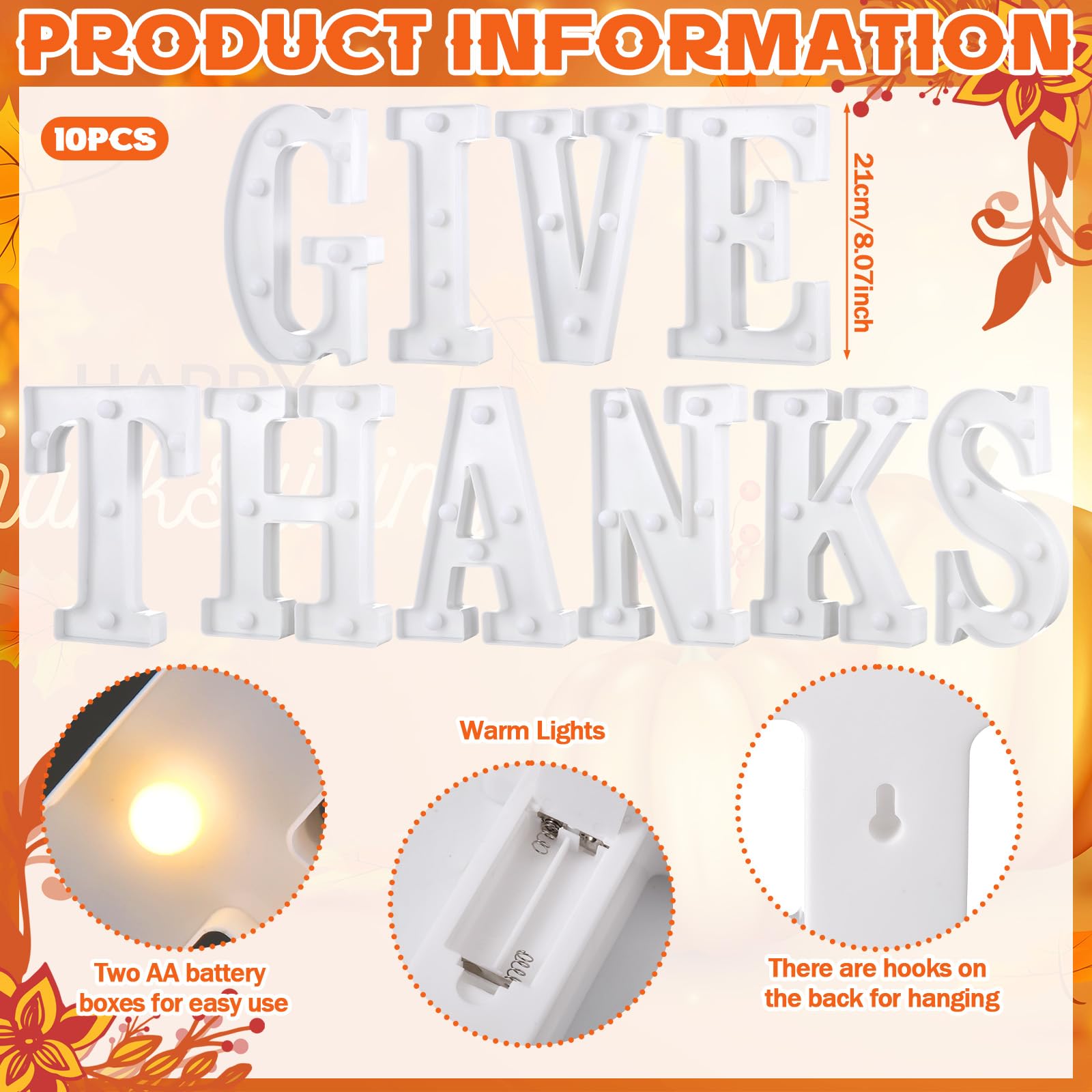 11 Pcs Happy Kwanzaa Large LED Letter Sign LED Lights Battery Powered Table Decorations for Party Favor Light Centerpiece Tabletop Decoration